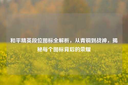 和平精英段位图标全解析，从青铜到战神，揭秘每个图标背后的荣耀