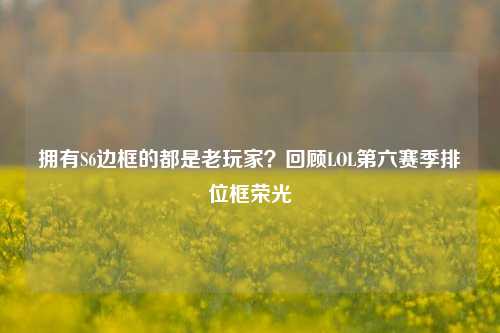 拥有S6边框的都是老玩家？回顾LOL第六赛季排位框荣光