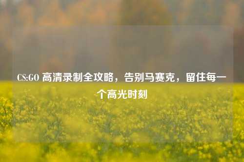 CS:GO 高清录制全攻略，告别马赛克，留住每一个高光时刻