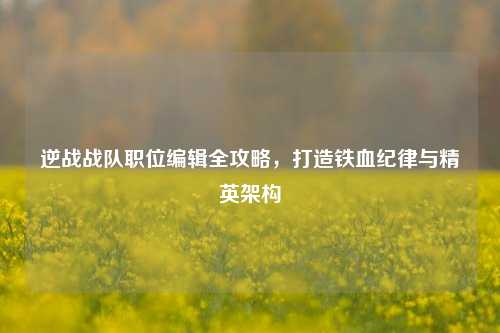 逆战战队职位编辑全攻略，打造铁血纪律与精英架构