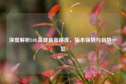 深度解析LOL英雄最新梯度，版本强势与弱势一览