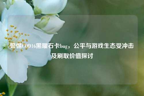 警惕COD16黑曜石卡bug，公平与游戏生态受冲击及刷取价值探讨