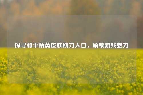 探寻和平精英皮肤助力入口，解锁游戏魅力