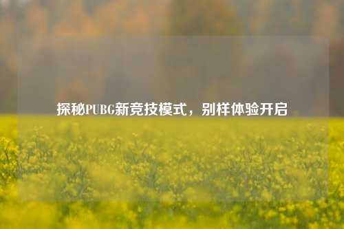 探秘PUBG新竞技模式，别样体验开启