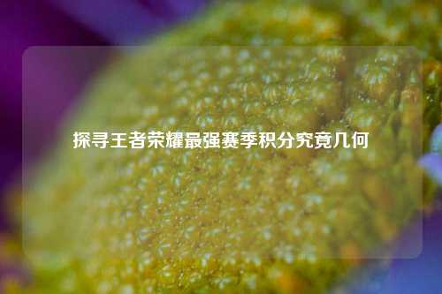 探寻王者荣耀最强赛季积分究竟几何