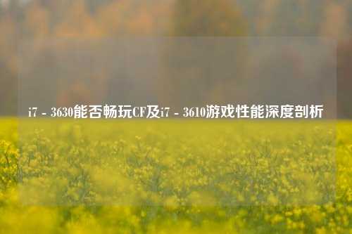i7 - 3630能否畅玩CF及i7 - 3610游戏性能深度剖析