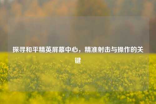 探寻和平精英屏幕中心，精准射击与操作的关键