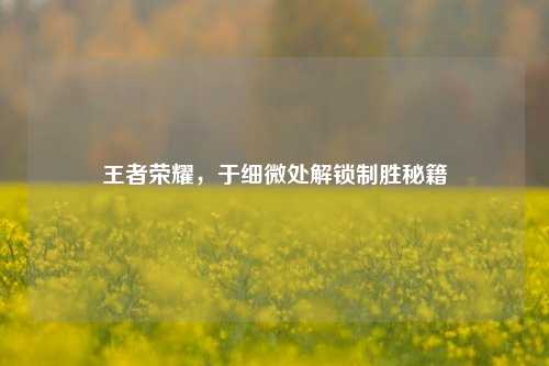 王者荣耀，于细微处解锁制胜秘籍
