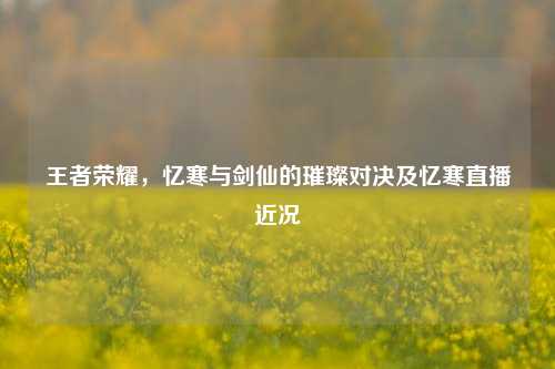 王者荣耀，忆寒与剑仙的璀璨对决及忆寒直播近况