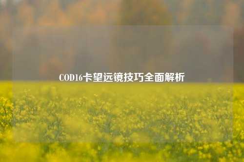 COD16卡望远镜技巧全面解析