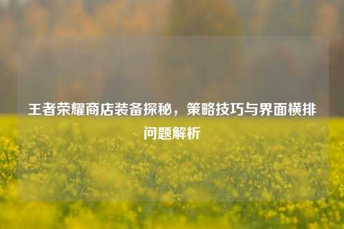 王者荣耀商店装备探秘，策略技巧与界面横排问题解析