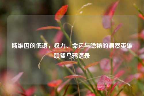 斯维因的低语，权力、命运与隐秘的洞察英雄联盟乌鸦语录