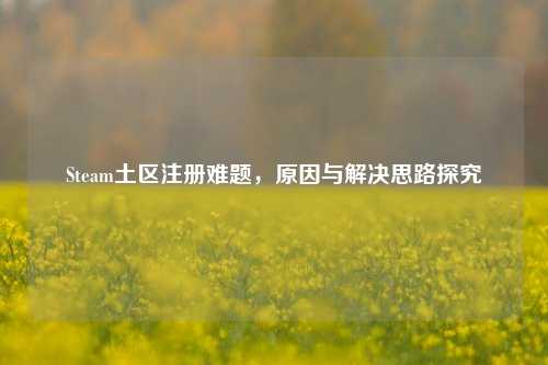 Steam土区注册难题，原因与解决思路探究