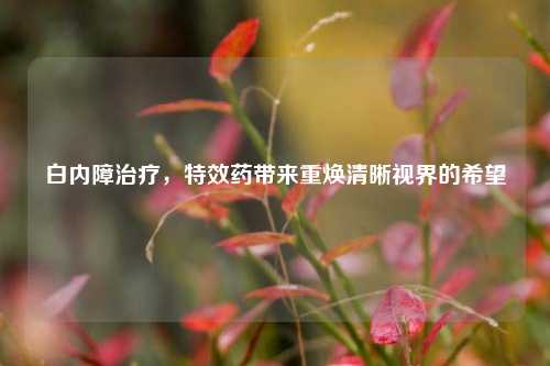 白内障治疗，特效药带来重焕清晰视界的希望