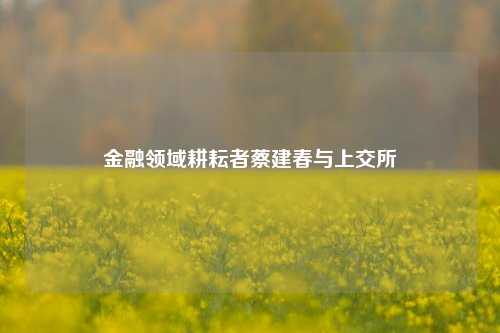 金融领域耕耘者蔡建春与上交所
