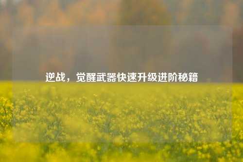 逆战，觉醒武器快速升级进阶秘籍