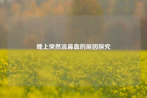 晚上突然流鼻血的原因探究