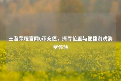 王者荣耀官网Q币充值，探寻位置与便捷游戏消费体验