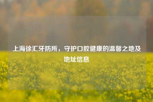 上海徐汇牙防所，守护口腔健康的温馨之地及地址信息