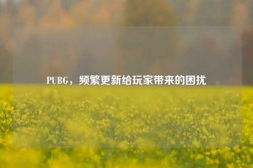 PUBG，频繁更新给玩家带来的困扰