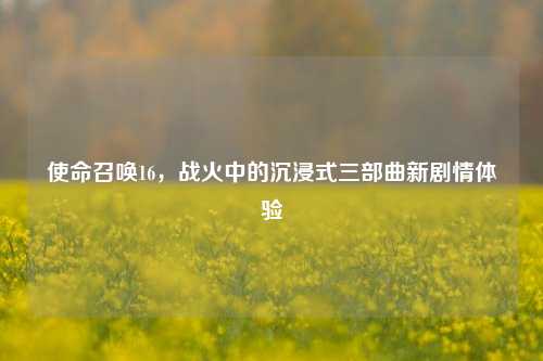 使命召唤16，战火中的沉浸式三部曲新剧情体验