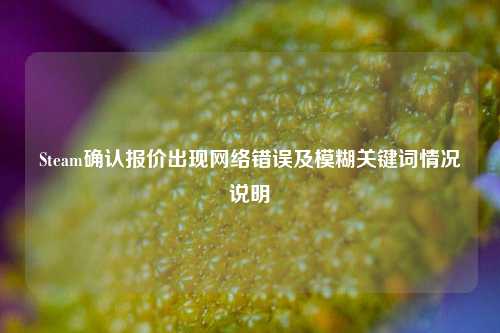 Steam确认报价出现网络错误及模糊关键词情况说明