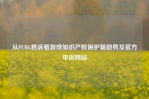 从PUBG胜诉看游戏知识产权保护新趋势及官方申诉网站