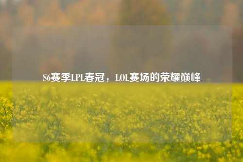 S6赛季LPL春冠，LOL赛场的荣耀巅峰