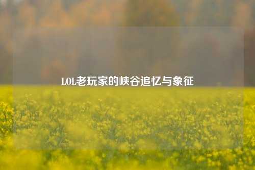 LOL老玩家的峡谷追忆与象征
