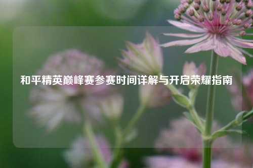 和平精英巅峰赛参赛时间详解与开启荣耀指南