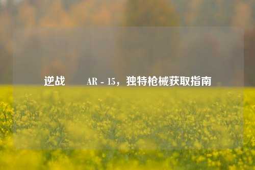 逆战鮟鱇AR - 15，独特枪械获取指南