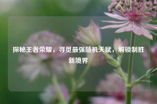 探秘王者荣耀，寻觅最强随机天赋，解锁制胜新境界