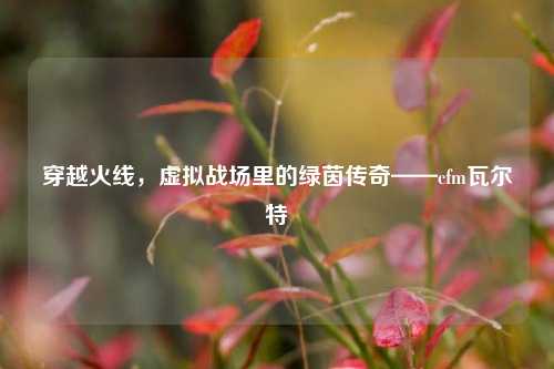 穿越火线，虚拟战场里的绿茵传奇——cfm瓦尔特
