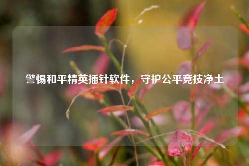 警惕和平精英插针软件，守护公平竞技净土